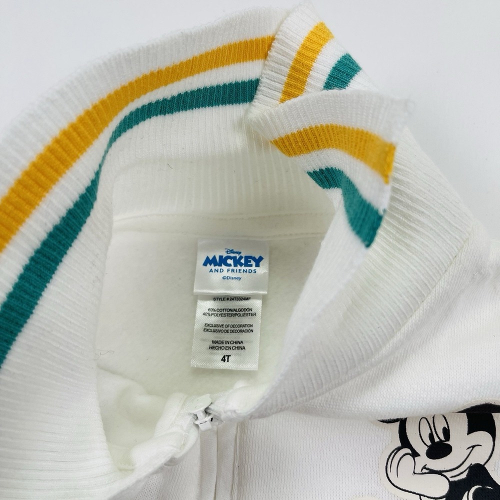 Mickey Mouse & Friends white quarter-zip fleece pullover top Sweatshirt New 4T - Picture 9 of 14
